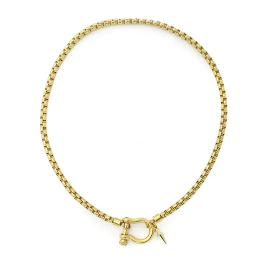 The Saddle Horseshoe Classic with Charm Necklace | 18k Gold Plated - Gold - Jewelry