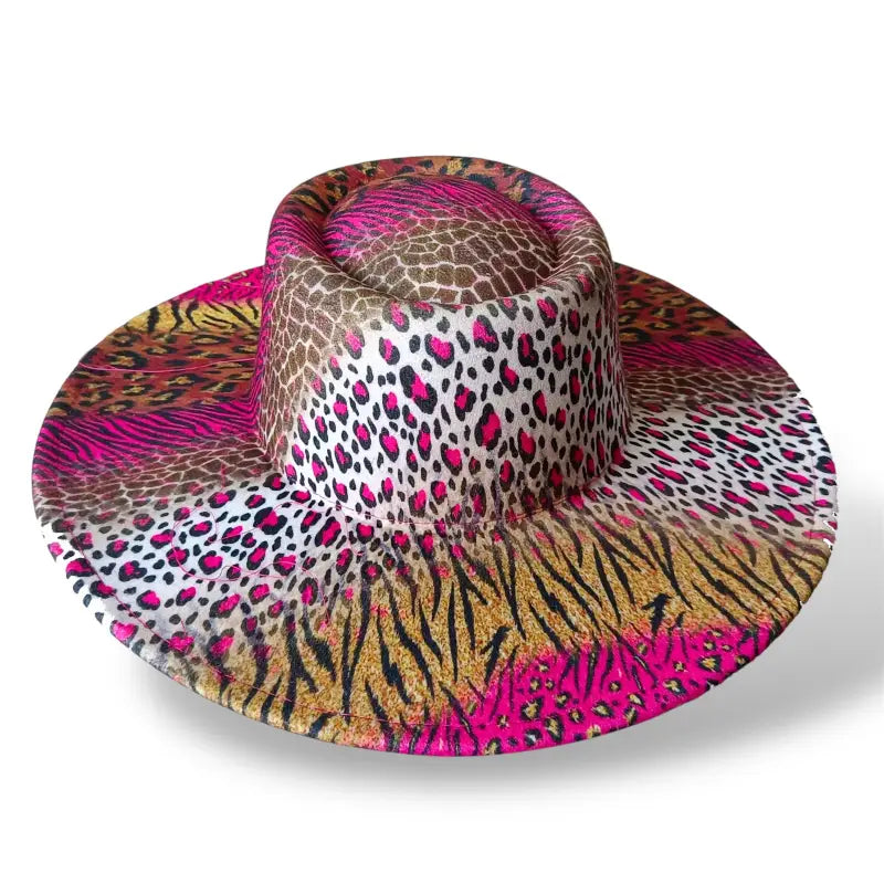Savanna Luxe Animal Print Fedora Hat - Fuschia / Medium (Standard)