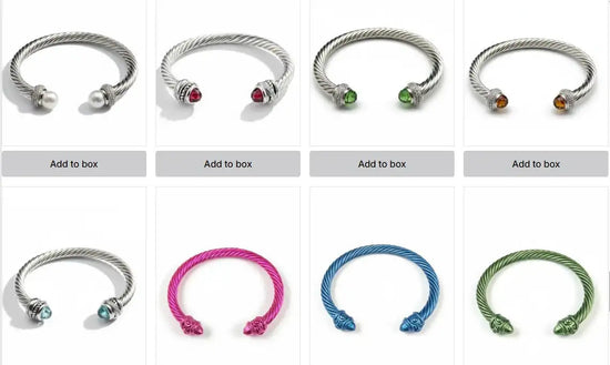 Silver cable bracelet with gemstone accents