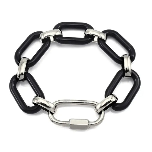 Sleek Black and Silver Chain Bracelet - Jewelry