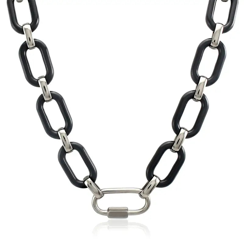 Sleek Black and Silver Chain Bracelet - Jewelry