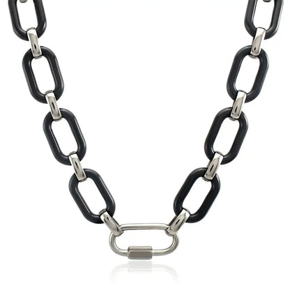 Sleek Black and Silver Chain Bracelet - Jewelry