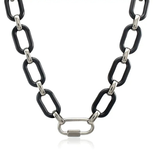 Sleek Black and Silver Chain Necklace - Jewelry