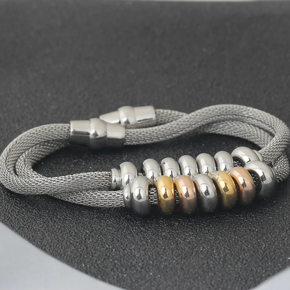 New Arrival Net Chain Bracelet For Women Fashion Stainless Steel Beads Charm Bilekliks Jewelry Female Party Accessories