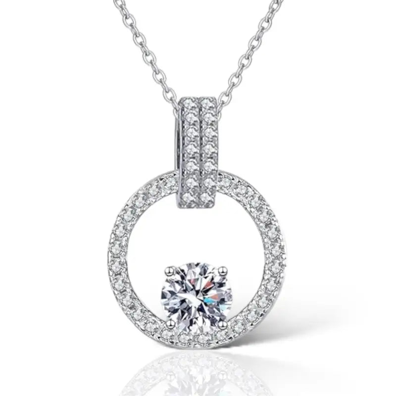 Sarah Moissanite Pendant Necklace - Silver - Jewelry