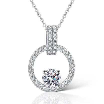 Sarah Moissanite Pendant Necklace - Silver - Jewelry