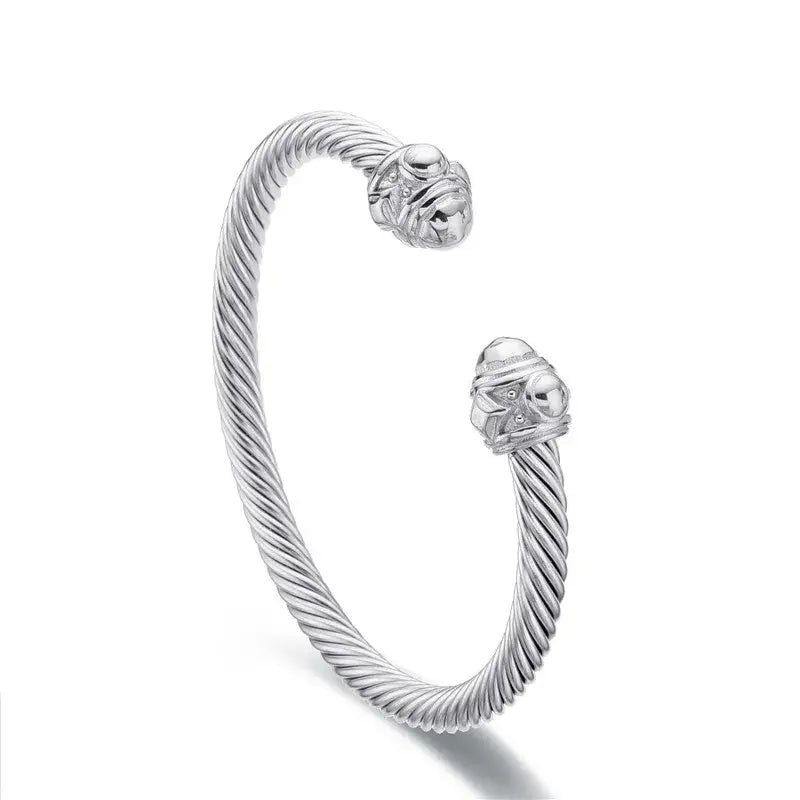Sovereign Cable Cuff - Platinum Silver - Jewelry