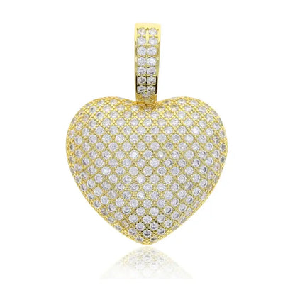 Sparking Bling 5A Crystal Paved Heart Charm Pendant Hip Hop Love Necklace for Women Men 5MM Cz Tennis Chain Jewelry