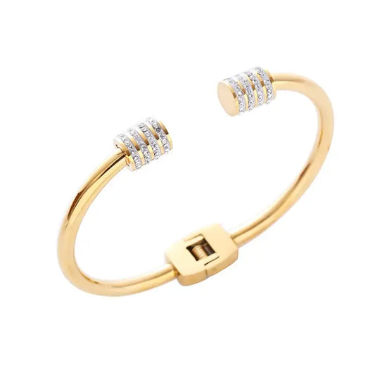 Sparkling Barrel Cuff Bracelet - Gold