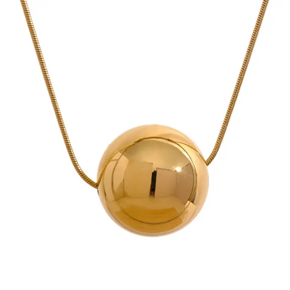 Yhpup 20Mm Minimalist Stainless Steel round Ball Bead Pendant Necklace Stylish 18K Gold Plated Rust Proof Clavicle Charm Jewelry