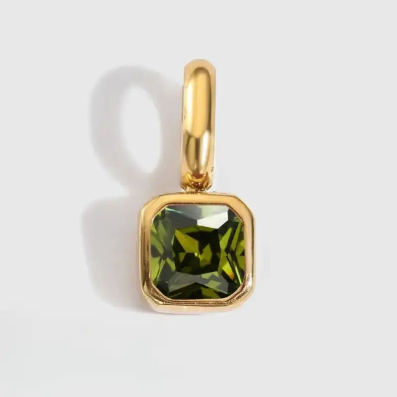 Square Birthstone Charm Pendant August Gold Jewelry
