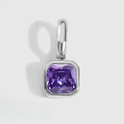 Square Birthstone Charm Pendant Jewelry