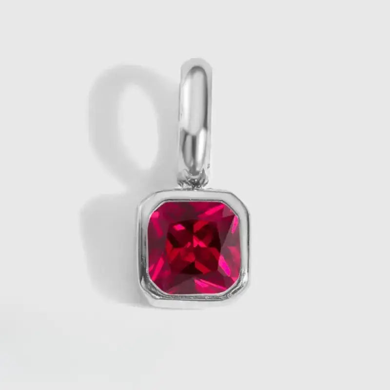 Square Birthstone Charm Pendant Jewelry
