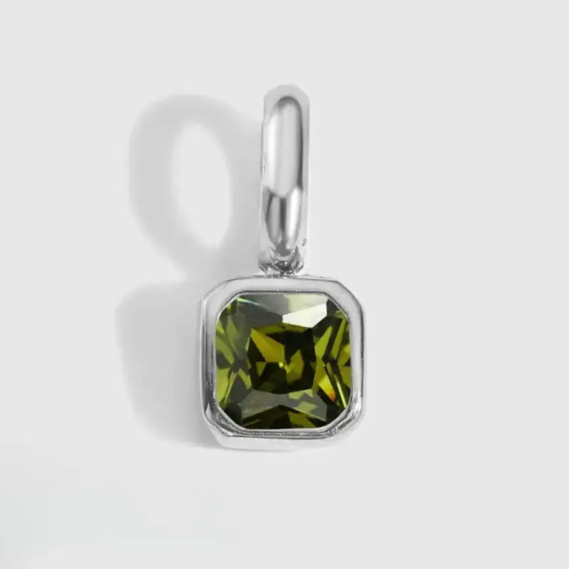 Square Birthstone Charm Pendant Jewelry