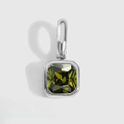 Square Birthstone Charm Pendant Jewelry