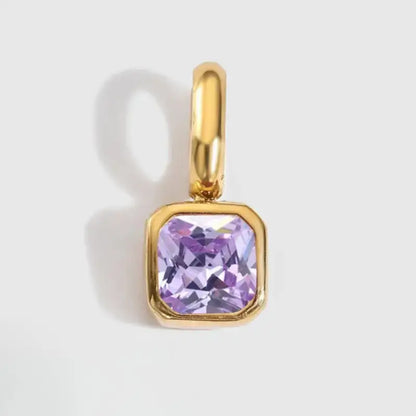 Square Birthstone Charm Pendant Jewelry