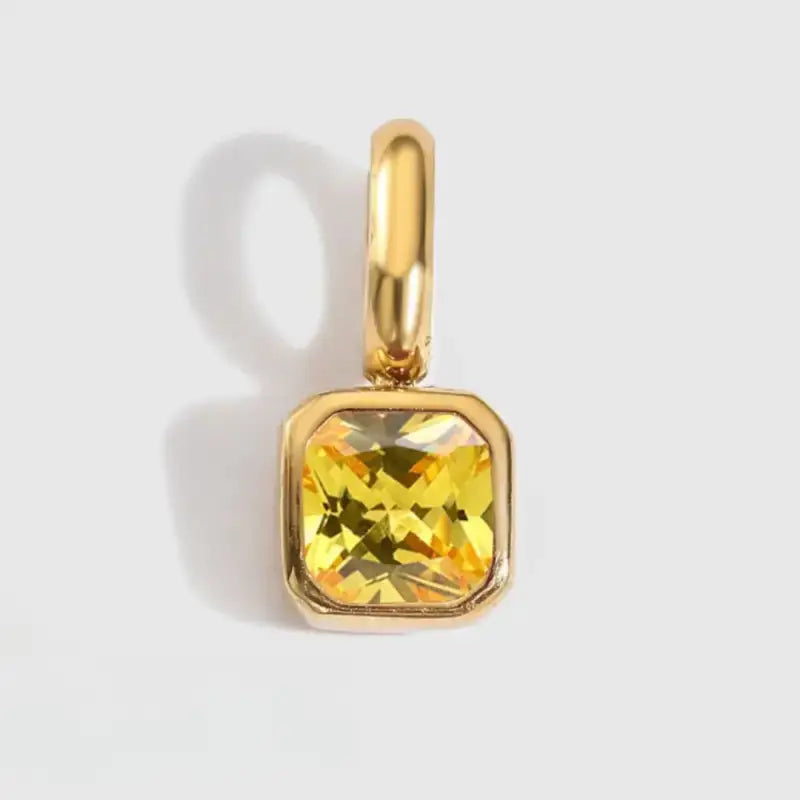 Square Birthstone Charm Pendant November Gold Jewelry