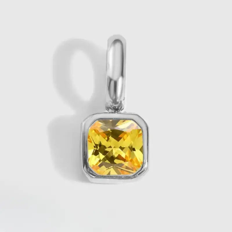 Square Birthstone Charm Pendant November Silver Jewelry