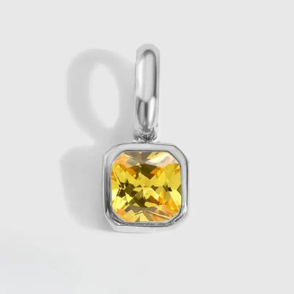 Square Birthstone Charm Pendant November Silver Jewelry