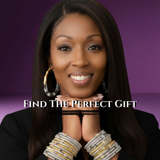 Stacked bangles in silver and gold tones with a braided, textured design.