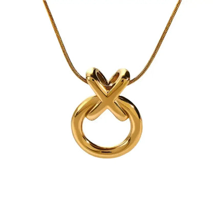 Stainless Steel Knot Pendant Necklace - Gold