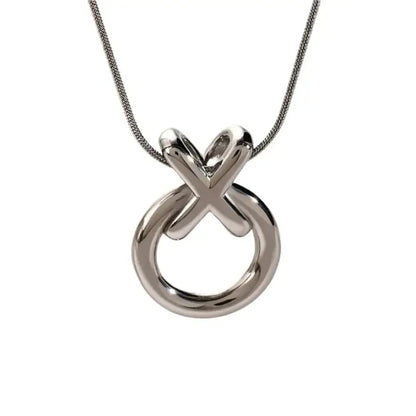 Stainless Steel Knot Pendant Necklace - Silver