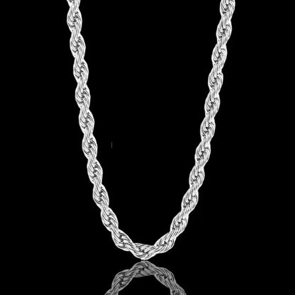 Strength in Every Strand – Classic Rope Chain Necklace - 3mm Silver / 16in - Jewelry