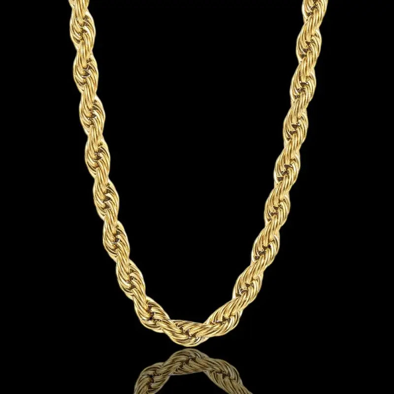 Strength in Every Strand – Classic Rope Chain Necklace - 5mm Gold / 16in - Jewelry