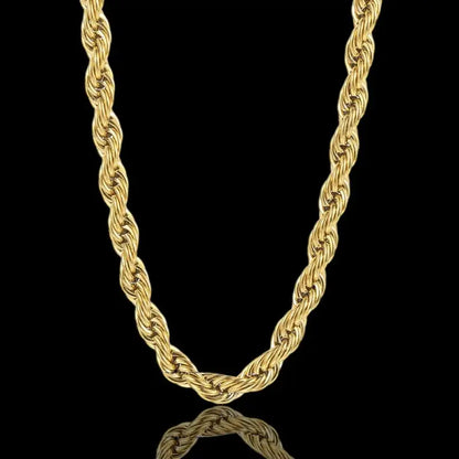 Strength in Every Strand – Classic Rope Chain Necklace - 5mm Gold / 16in - Jewelry