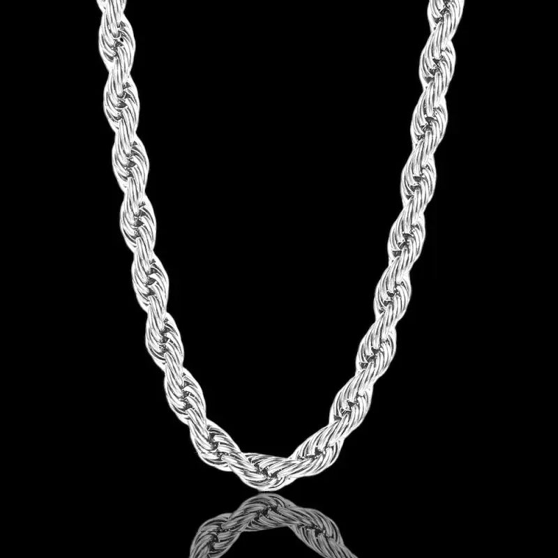 Strength in Every Strand – Classic Rope Chain Necklace - 5mm Silver / 16in - Jewelry