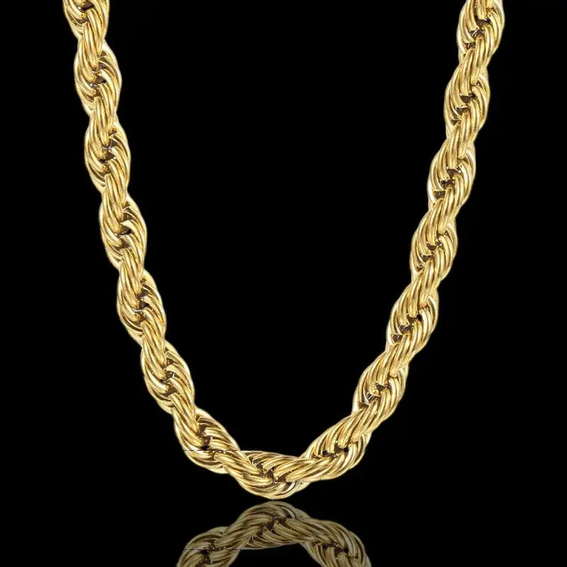 Strength in Every Strand – Classic Rope Chain Necklace - 7mm Gold / 16in - Jewelry