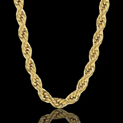 Strength in Every Strand – Classic Rope Chain Necklace - 7mm Gold / 16in - Jewelry