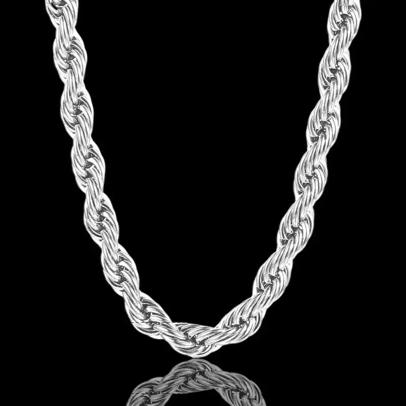 Strength in Every Strand – Classic Rope Chain Necklace - 7mm Silver / 16in - Jewelry