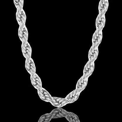 Strength in Every Strand – Classic Rope Chain Necklace - 7mm Silver / 16in - Jewelry