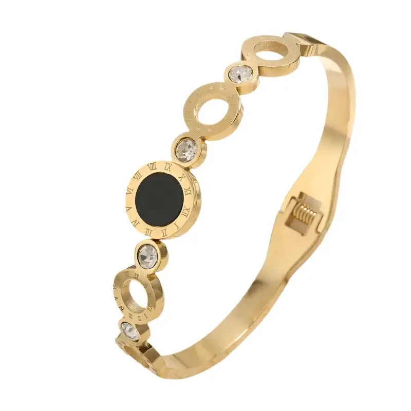 Timeless Roman Numeral CZ Bangle - Gold