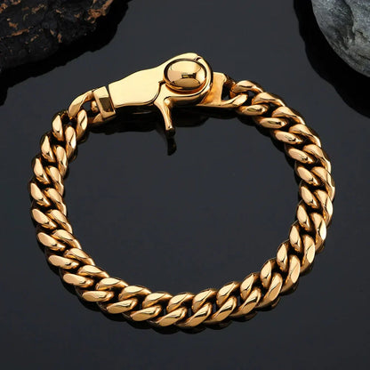 Titan Clasp Cuban Bracelet – 8mm Stainless Steel - 18k Gold Plated / 7in - Jewelry