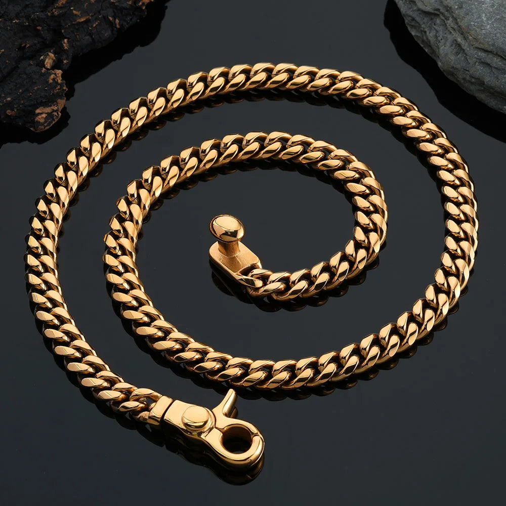 Titan Clasp Cuban Chain Necklace – 8mm - 18k Gold Plated / 16in - Jewelry