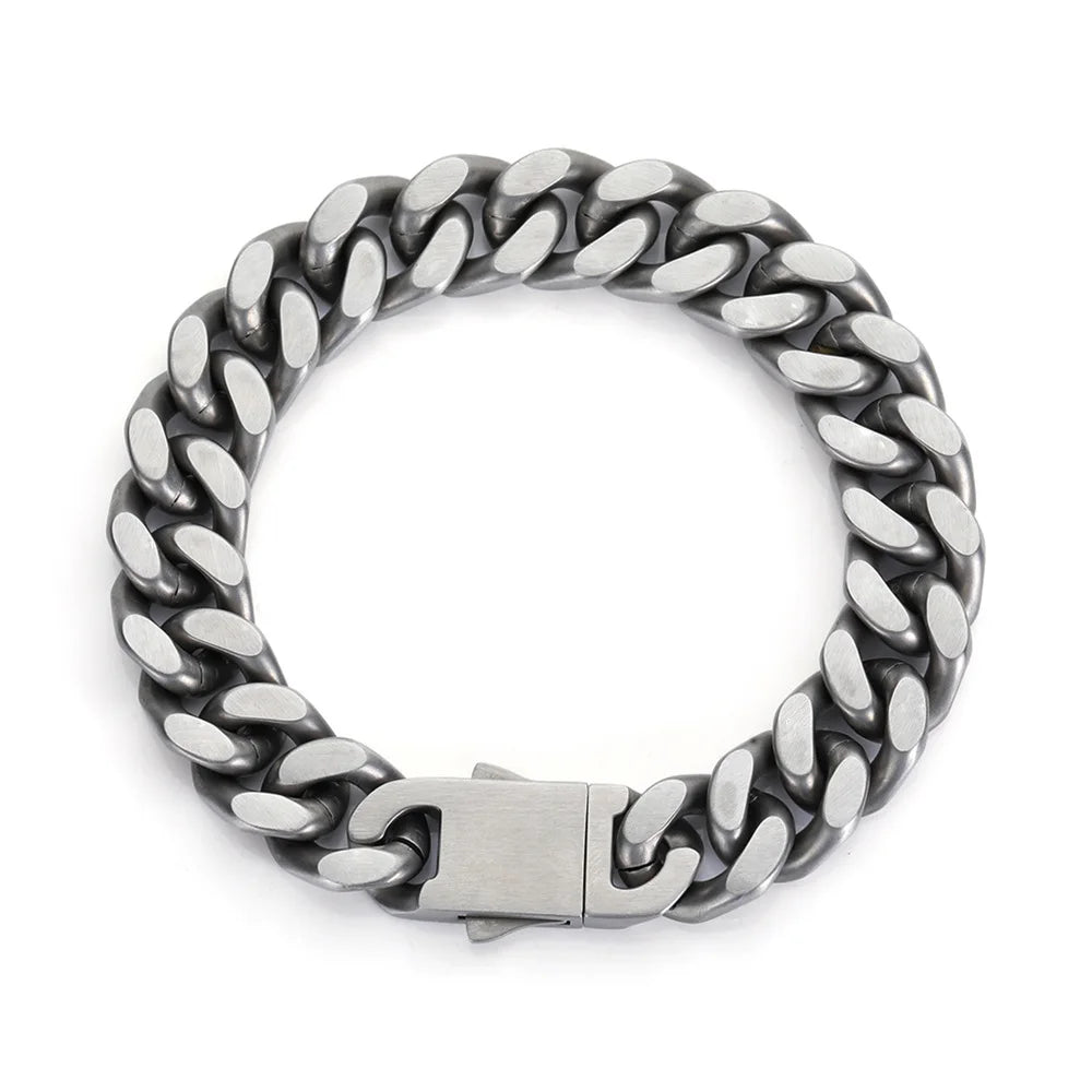 Titanium Cuban Chain Bracelet 13mm - 7in - Jewelry