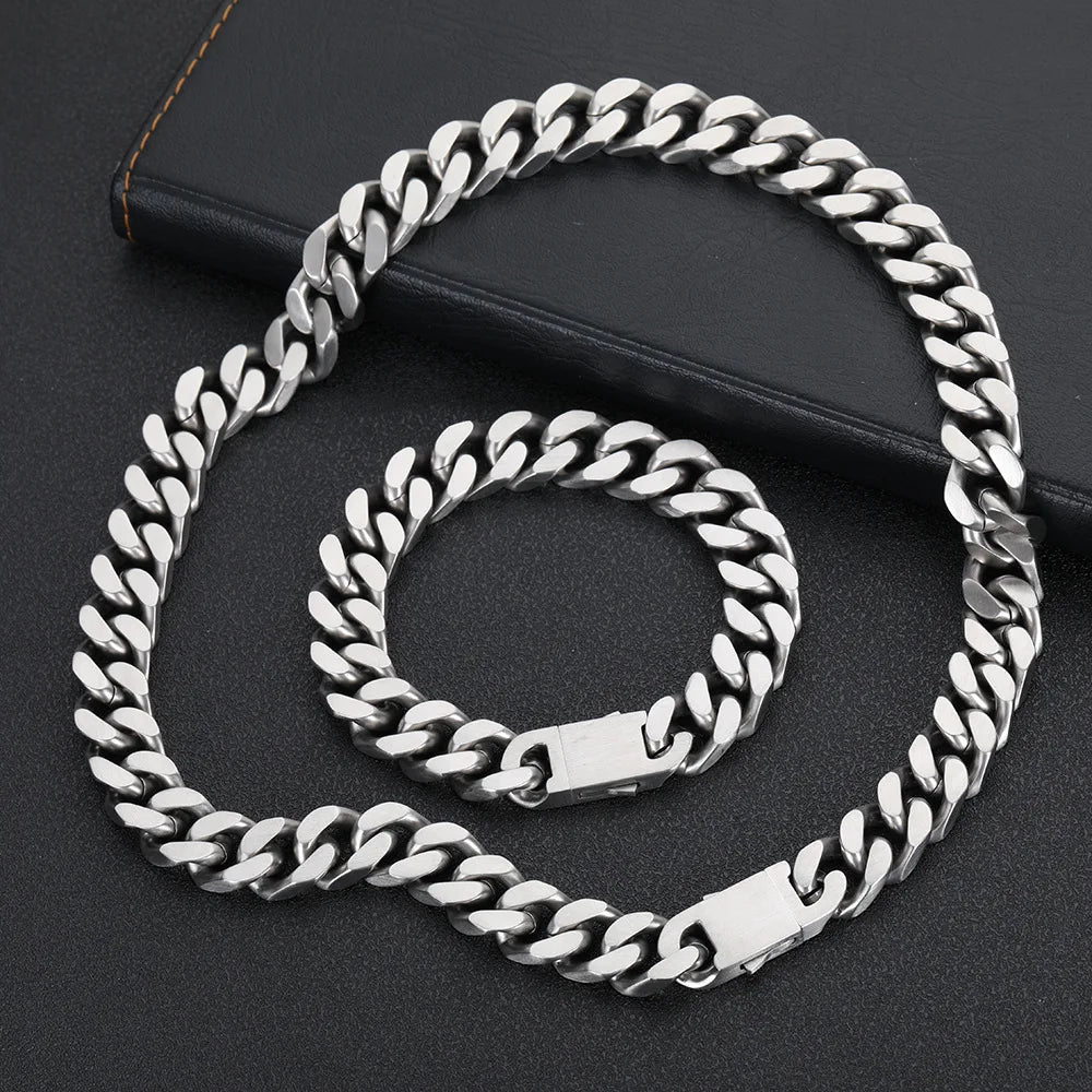 Titanium Cuban Chain Bracelet 13mm - Jewelry