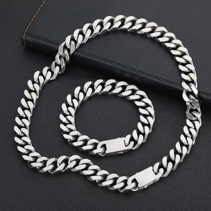 Titanium Cuban Chain Bracelet 13mm - Jewelry