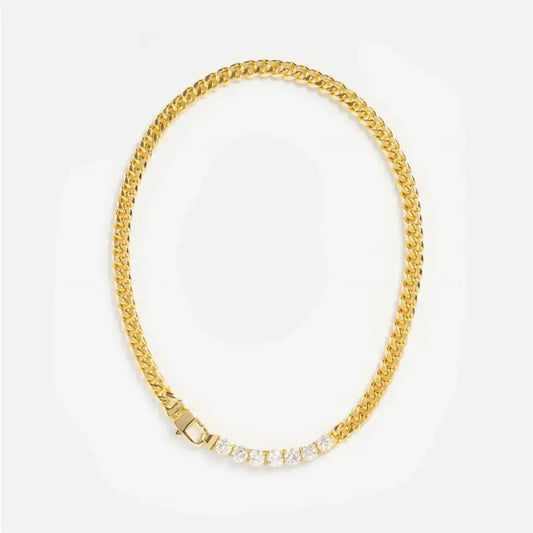Titanium steel hip-hop personality trend with diamond short necklace multi zirconium bracelet gold-plated - CHINA