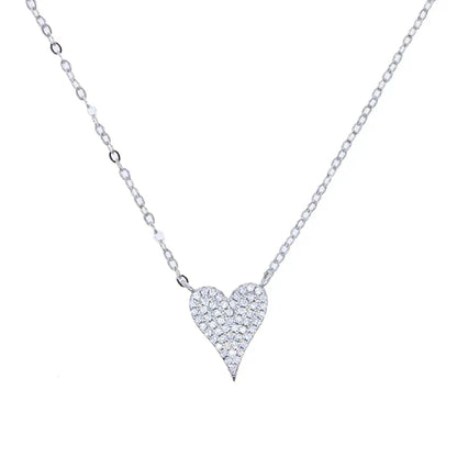 100% 925 sterling silver micro pave cz heart necklace shiny cubic zirconia valentines gift for lover elegance Romantic