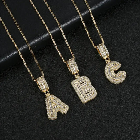 Trend Zircon Letter Initial Necklace Colored Crystal for Party Birthday Jewelry Gift Wholesale