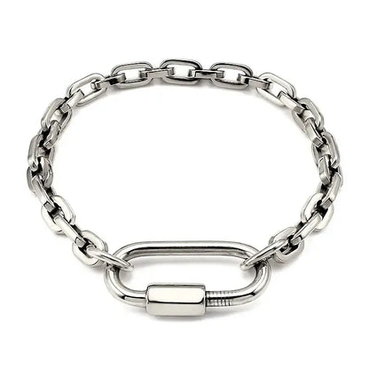 Trendy 6mm Wide Small Links Lock Charm Bracelet Round Edge Corner Chain Bracelets for Women Men Hand Wrist Jewelry