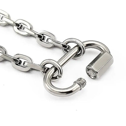 Trendy 6mm Wide Small Links Lock Charm Bracelet Round Edge Corner Chain Bracelets for Women Men Hand Wrist Jewelry