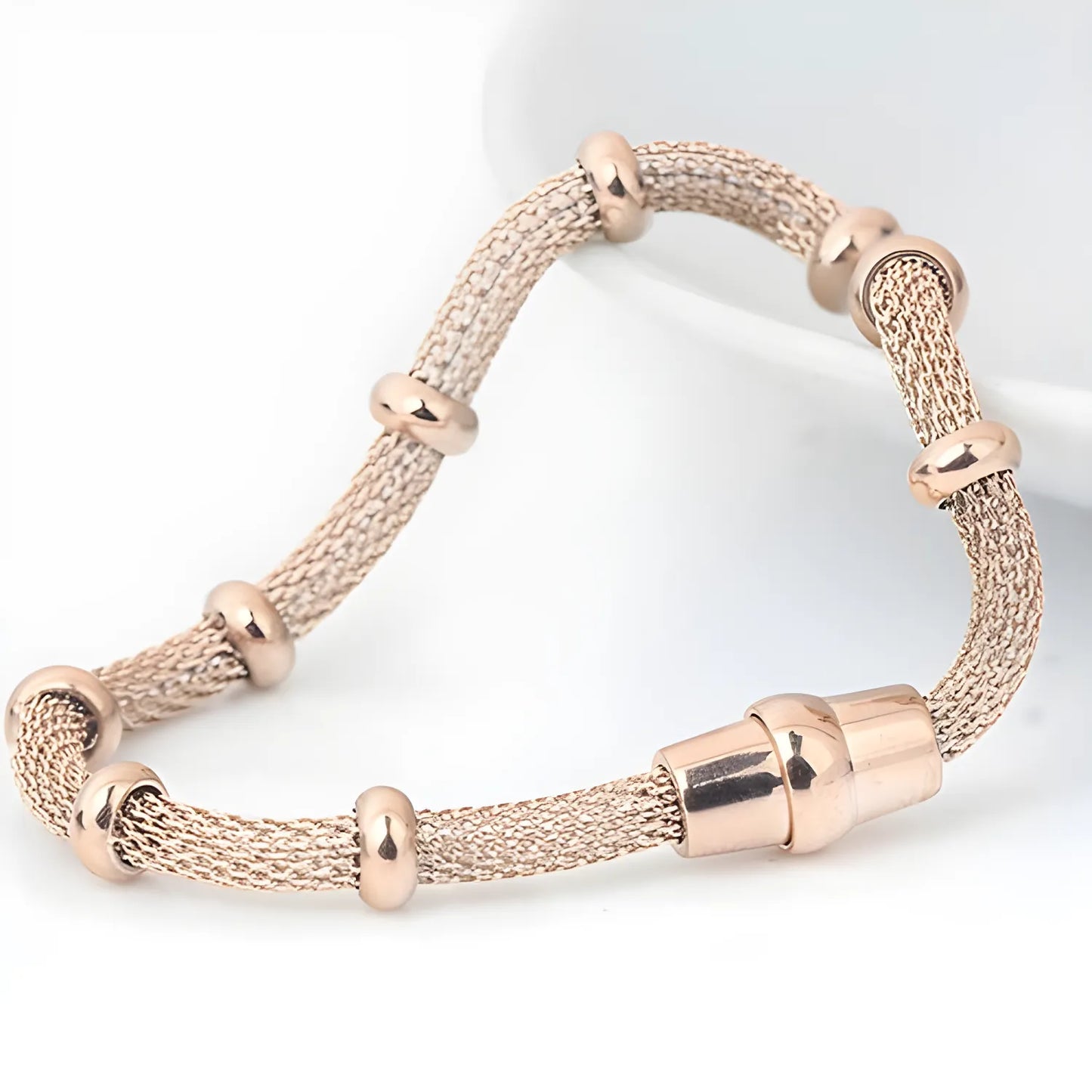 High quality Three Color stainless steel clasp Bracelets with charms cable mesh bracelet chain for men or women - 3