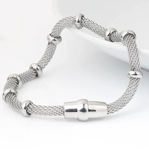 High quality Three Color stainless steel clasp Bracelets with charms cable mesh bracelet chain for men or women - 2