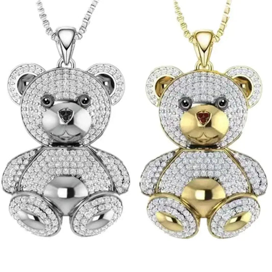 Fashion Women Two Color Stainless Steel Animal Bear Necklace Classic Necklace for Women Stainless Steel Jewelry