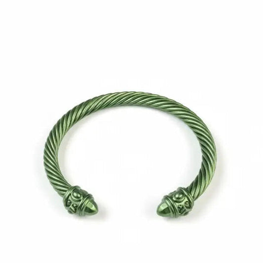 Untamed Cable Cuffs Bangle Bracelet - Avacado / Stainless Steel - Jewelry