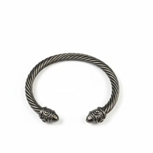 Untamed Cable Cuffs Bangle Bracelet - Black Truffle / Stainless Steel - Jewelry